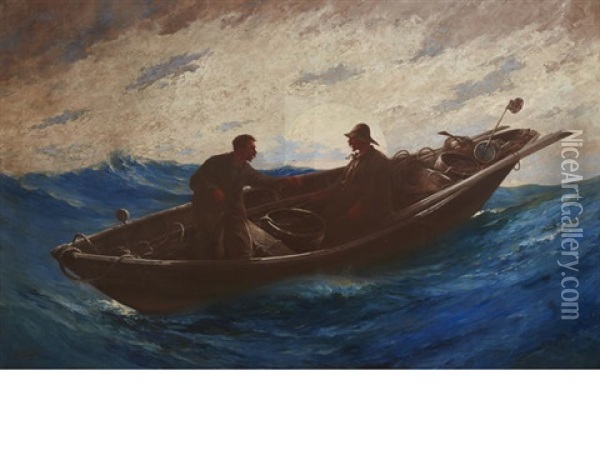 Fishing On The Grand Banks Oil Painting - Milton James Burns