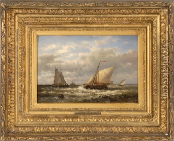 Ships Off The Coast Oil Painting - Abraham Hulk the Elder