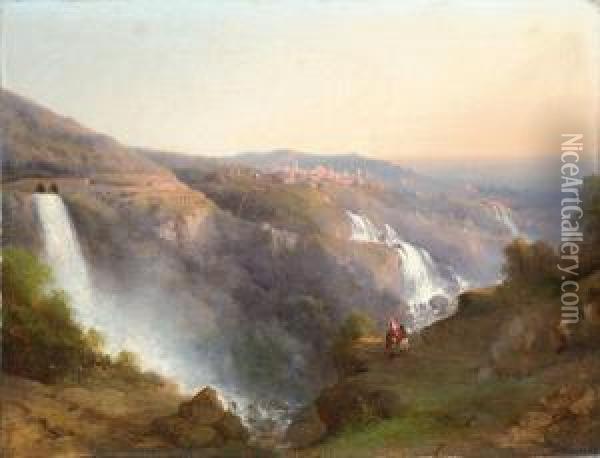 Cascate Oil Painting - Giuseppe Pastina