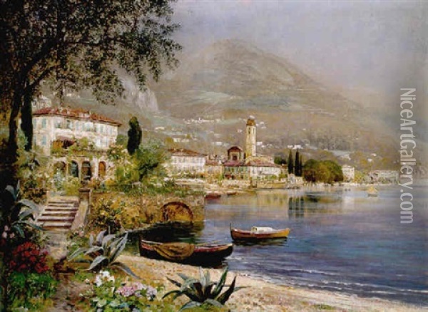 Blick Auf Gardone Am Gardasee Oil Painting - Alwin Arnegger