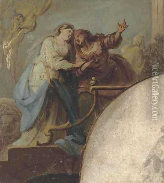 The Visitation Study for a pendentive Oil Painting - French School