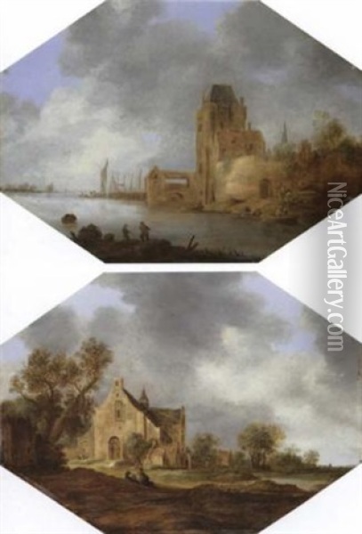 Flusslandschaft Mit Turm Und Bastion Am Rechten Ufer Oil Painting - Frans de Hulst