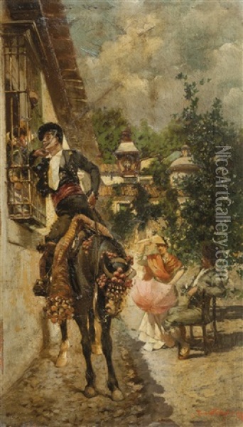 Escena Galante Oil Painting - Riccardo Pellegrini