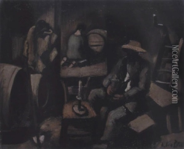 La Buveur Dans Le Cellier Oil Painting - Amedee Marie Dominique Dubois de La Patelliere