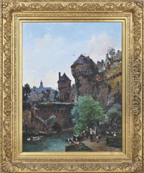Chateau De Fougeres, Bretagne Oil Painting - Gaston Marie Anatole Roullet