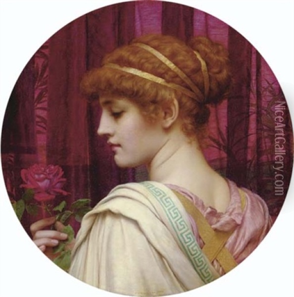 Chloris - A Summer Rose Oil Painting - John William Godward