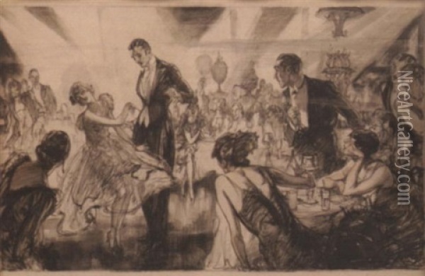 A Nightclub Scene Oil Painting - Henry Patrick Raleigh