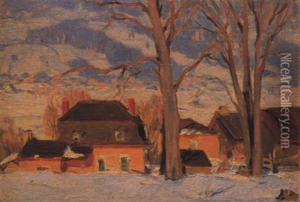 The Old Pink House, Baie St. Paul Oil Painting - Clarence Alphonse Gagnon