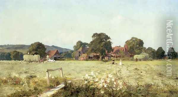 In the Long Summer Days, Brockham, Surrey Oil Painting - Edward Wilkins Waite