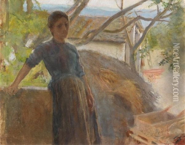 The Farmer's Daughter Oil Painting - Cesare Ciani