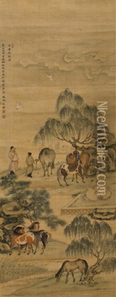 Horse Oil Painting -  Zhang Mu