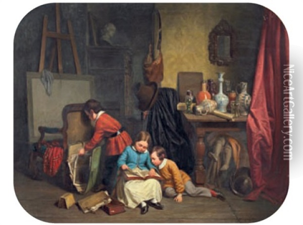Jeux D'enfants Oil Painting - Napoleon Francois Ghesquiere