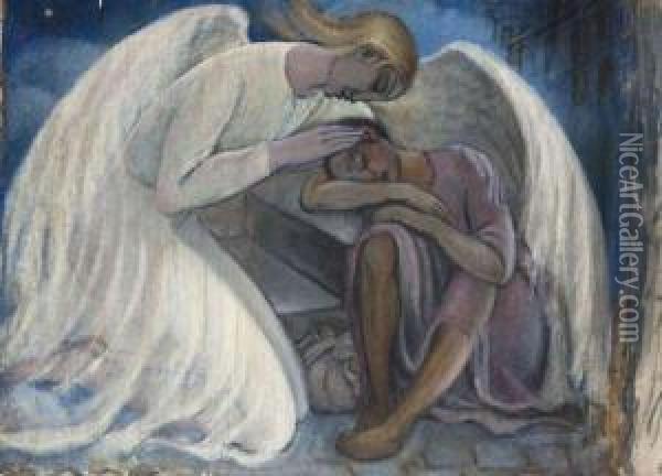 L'ange Protecteur Oil Painting - Sonia Lewitska