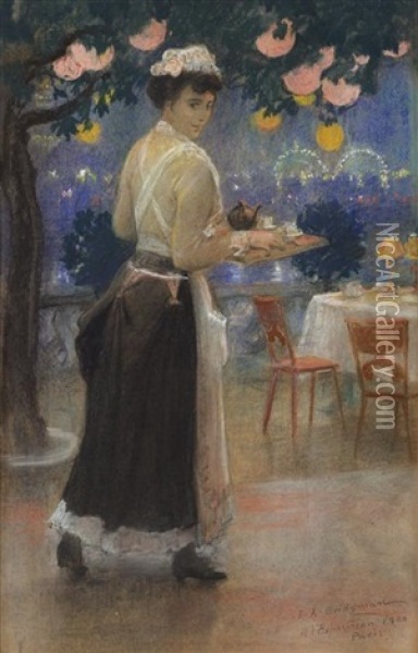 Tea Time Oil Painting - Frederick Arthur Bridgman