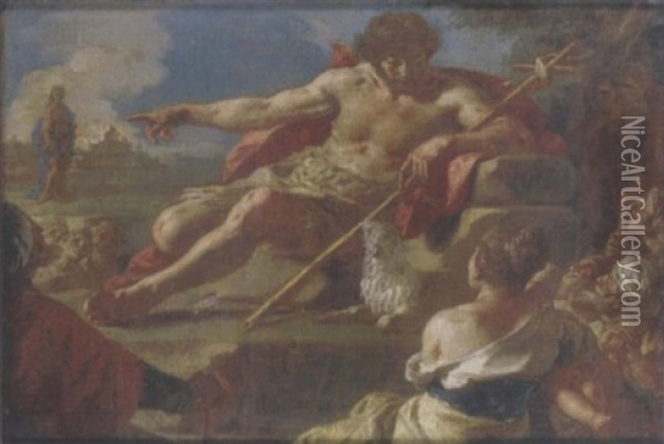 Saint John The Baptist Preaching To The Multitude Oil Painting - Francesco de Mura