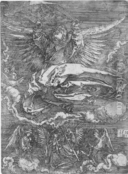 The Sudarium Held By One Angel (b.26; M., Holl.27) Oil Painting - Albrecht Durer