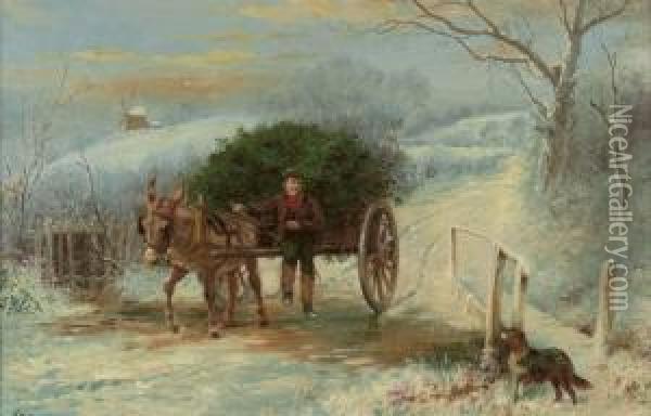 Bringing Home The Holly Oil Painting - Wilson Hepple