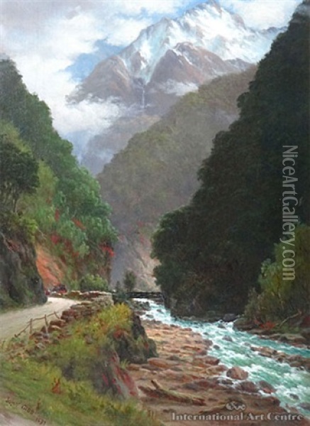 Otira Gorge With Coach Oil Painting - John Gibb