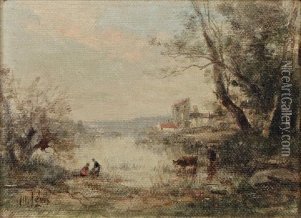 Bord De Riviere (pair) Oil Painting - Maurice Levis