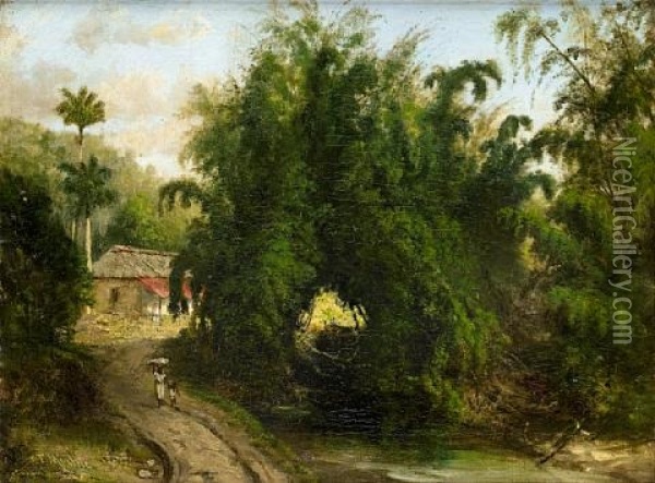 Rural Scene Near Havana, Cuba Oil Painting - Pierre Toussaint Frederic Mialhe