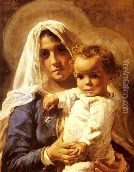 A Mother And Child Oil Painting - Elizabeth Nourse