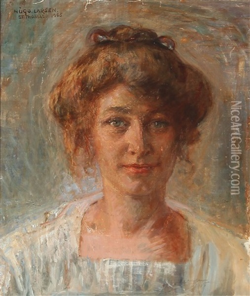 Portrait Of A Young Woman Oil Painting - Hugo Valdemar Larsen