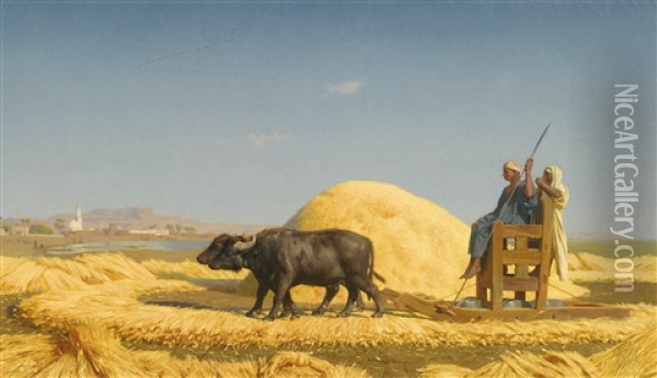 The Grain Threshers, Egypt Oil Painting - Jean-Leon Gerome