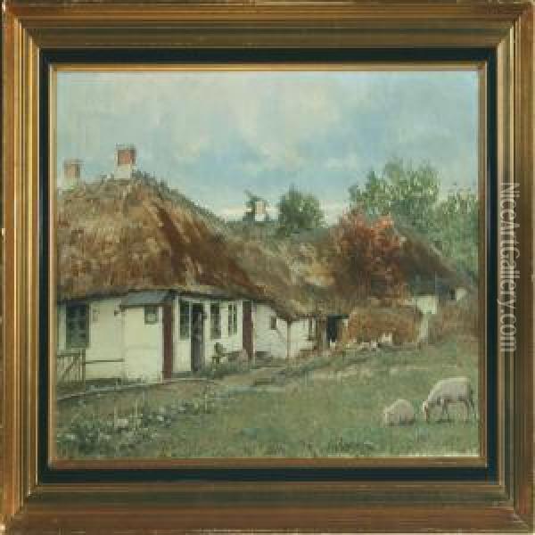 Farm Exterior Oil Painting - Lars Rastrup
