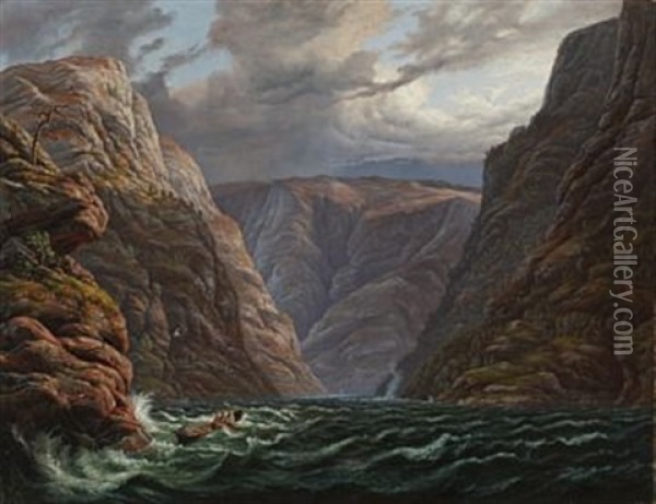 Fjordparti Oil Painting - Knud Andreassen Baade