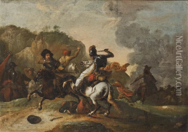 Cavalry Battle Oil Painting - Wenzel Ignaz Prasch