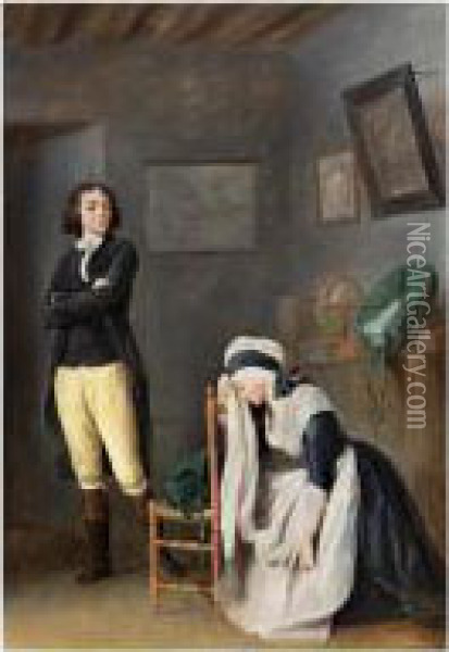 Couple Dans Un Interieur Oil Painting - Michel Garnier