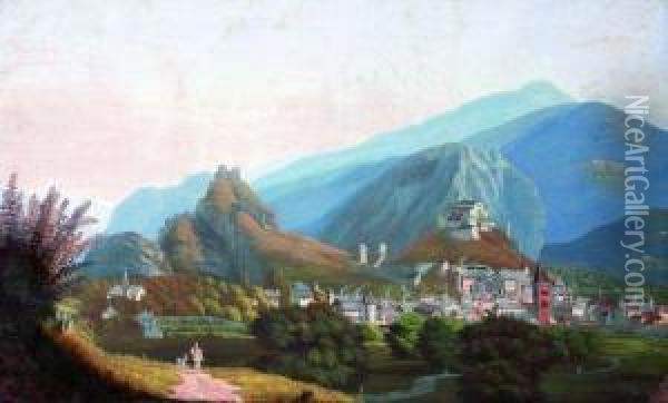 Vue De Sion En Valais Oil Painting - Ludwig Bleuler