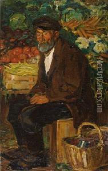 Mezczyzna Przy Straganie Oil Painting - Gustaw Pillati