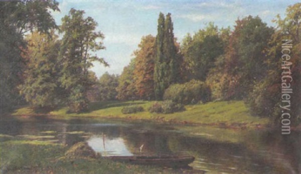 Parklandschaft Im Fruhherbst Oil Painting - Gustav Koken