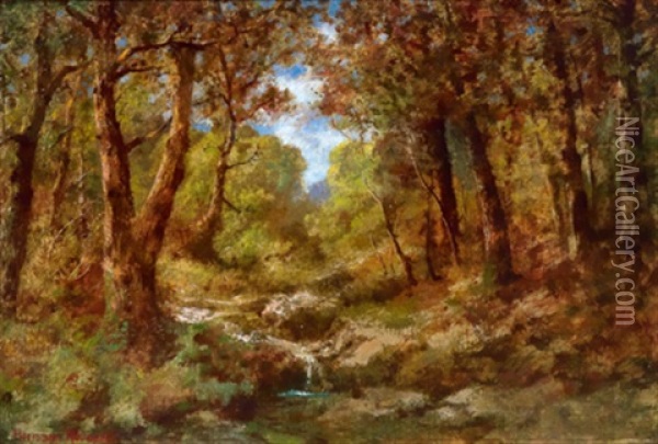 Herbstliches Waldinterieur Oil Painting - Traugott Hermann Ruedisuehli