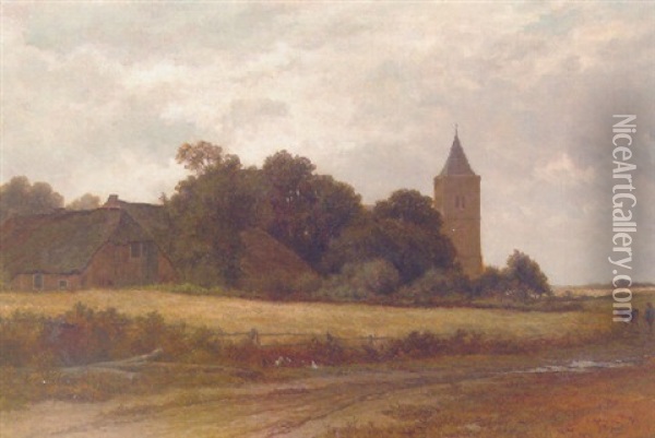 Landschap In 't Gooi Bij Het Dorp Blaricum Oil Painting - Adrianus van Everdingen