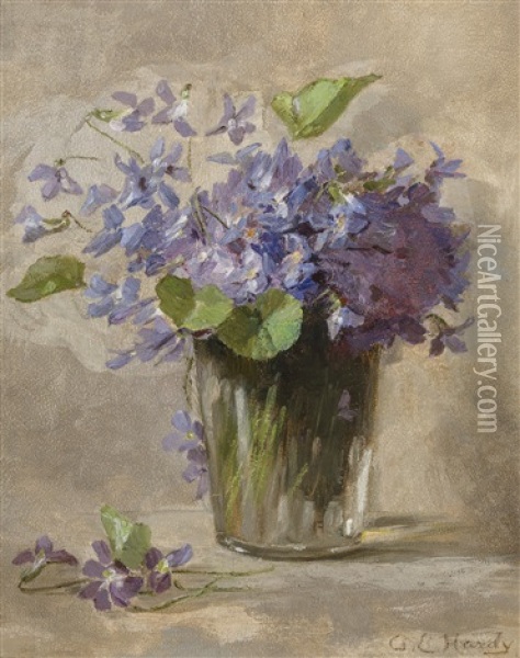 Still Life Of Violets Oil Painting - Anna Eliza Hardy