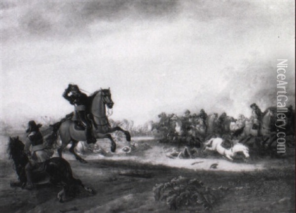 Combat De Cavalerie Oil Painting - Simon Johannes van Douw