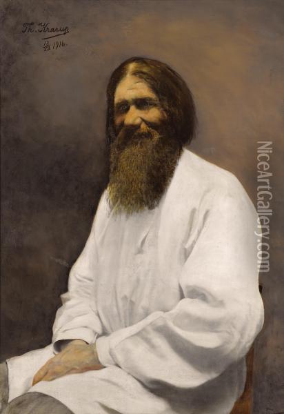 Portrait Of Rasputin Oil Painting - Theodora Krarup