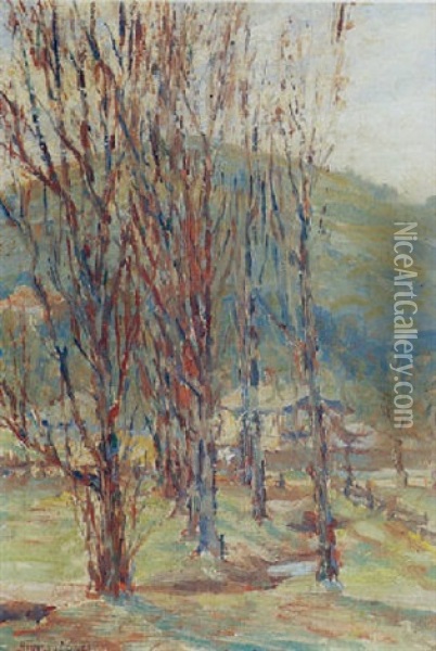 Trees Near A Ranch Oil Painting - Rinaldo Cuneo