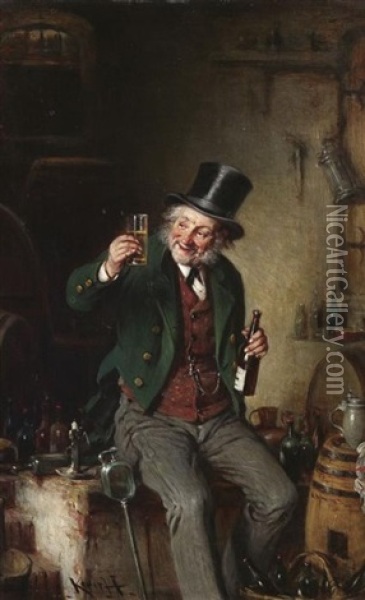 Der Altere Herr Bei Der Weinprobe Oil Painting - Hermann Kern