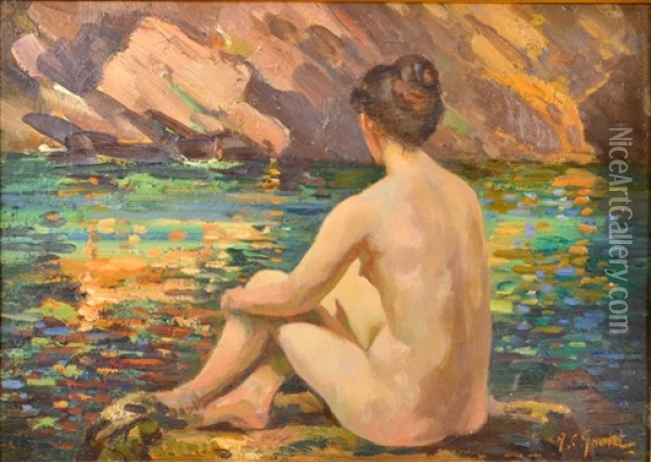 Reflections (nude Study) Oil Painting - Alexander Carruthers Gould