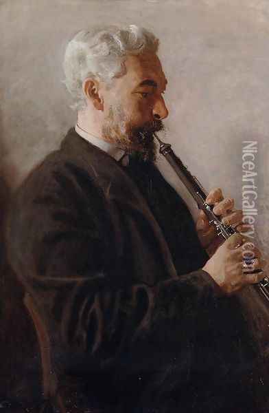 The Oboe Player (or Portrait of Benjamin Sharp) Oil Painting - Thomas Cowperthwait Eakins