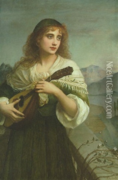 Francesca And Her Lute Oil Painting - Charles Edward Halle