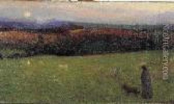 Bergere Sur La Lande Oil Painting - Henri Martin