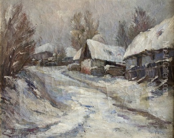 Village Oil Painting - Zdenka Braunerova