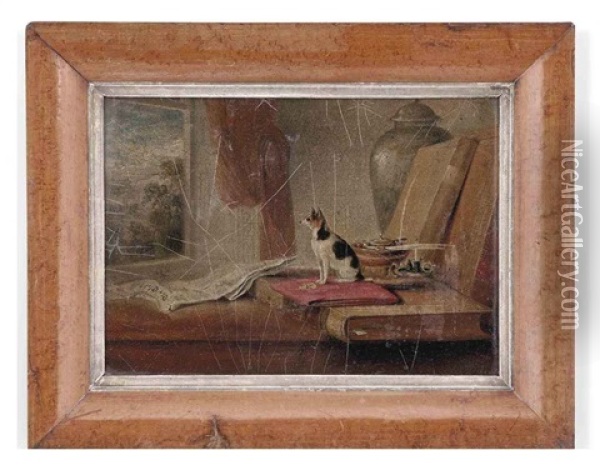 Wee Wee - A Favorite French Terrier Oil Painting - Henry Perlee Parker