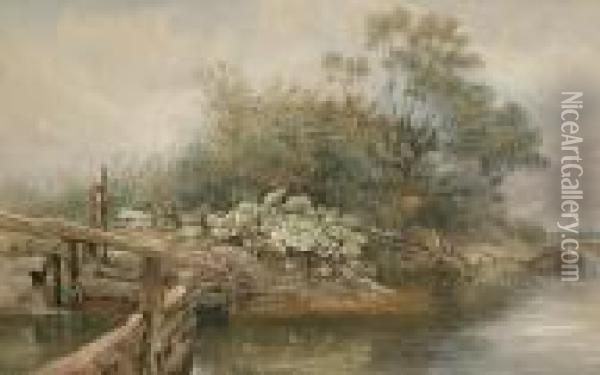 Old Lock On The Avon Oil Painting - Josiah Wood Whymper