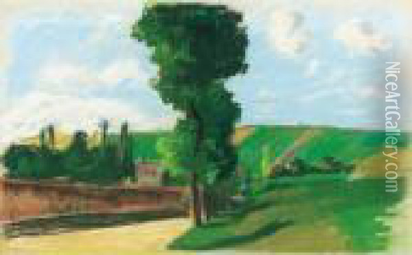 Paysage A Pontoise Oil Painting - Camille Pissarro