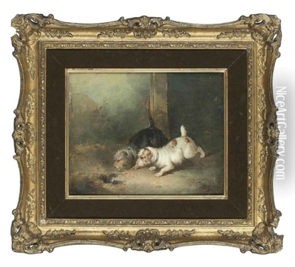 Terriers Ratting (+ Terriers With A Cage; Pair) Oil Painting - Paul Jones